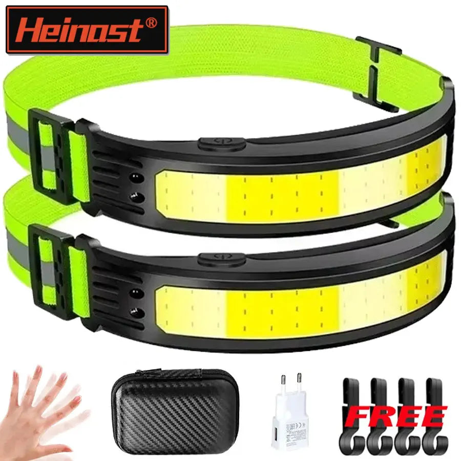 COB LED Headlamp Type-C Rechargeable Head Flashlight Sensor Headlight  Waterproof Work Lights for Outdoor Fishing Camping