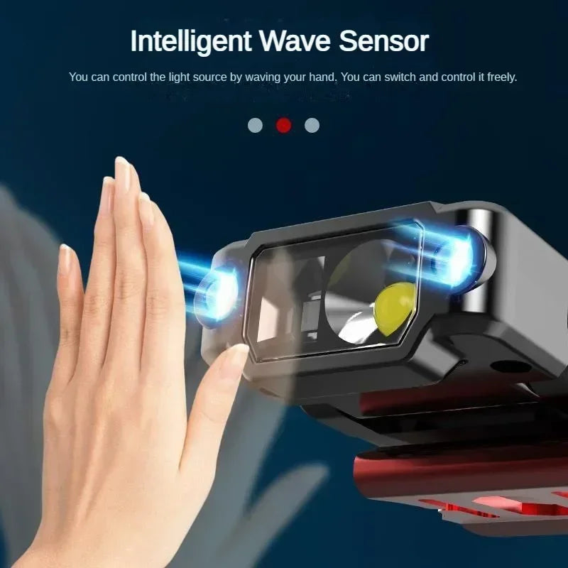Mini Hat Clip Light Portable Smart Sensor Headlamp Rechargeable Fishing Headlight Outdoor Waterproof Emergency Work  Flashlight